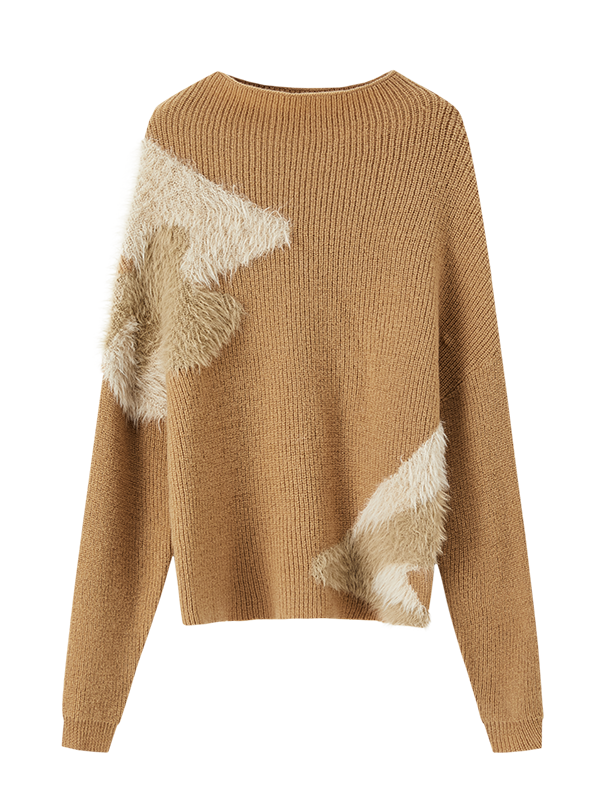 Jacquard Wooly Patchwork großer Pullover