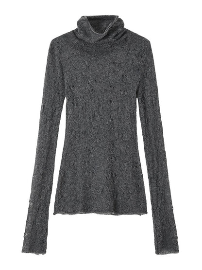 High Collar Lace Jacquard Stitch Sweater