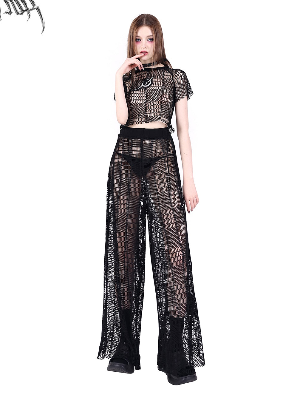 Ultra-Loose Mopping IRREGULAR NET SKIRT PANTS