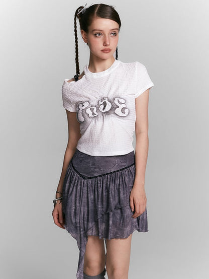 Three-dimensional Folds Asymmetric T-shirt