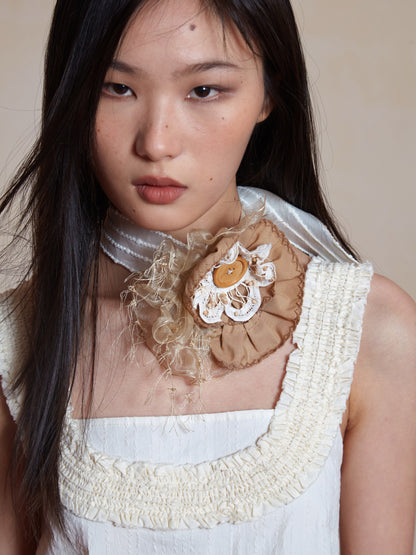 Multi-layer Lace Detachable Flower Decoration Sling Top