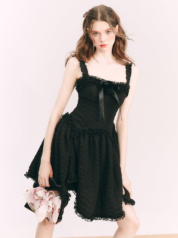 Wildrose Three-dimensional Flower Little Black Dress