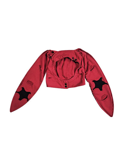 Five-pointed Star Hole Rabbit Ear Hooded Hat