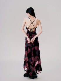 Sexy Lace Floral Embroidery Backless Strap Dress  Fashion Women's Clothing Elegant Style Commute Dress