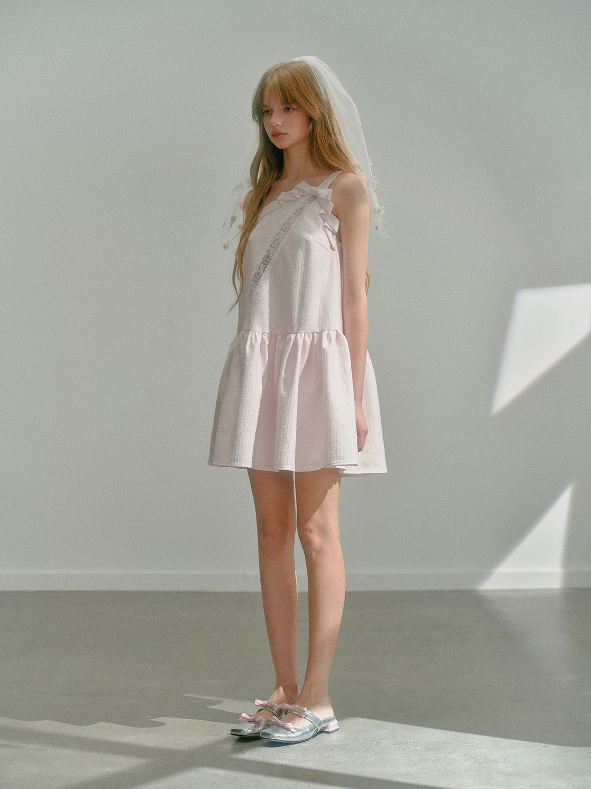 Hollow Bow Suspender Short Dress