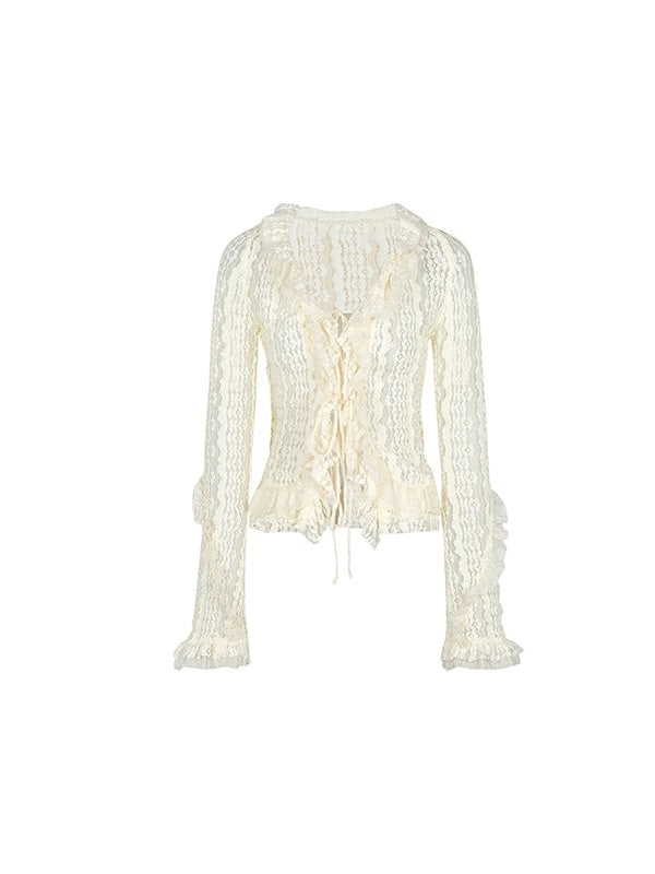 Lace Frill Shirt Cardigan