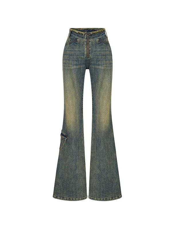 Washed Micro-Flared Low-Rise Jeans