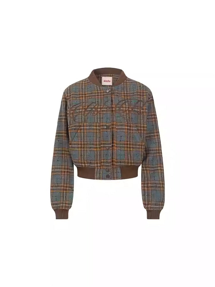 Checked Retro Short Logo Jacket Blouson