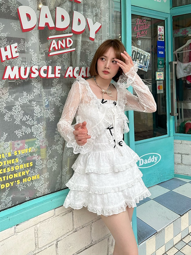 Ribbon Cake Lace Embroidery Dress