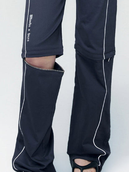 Straight Casual Knee-Zip Sporty Pants