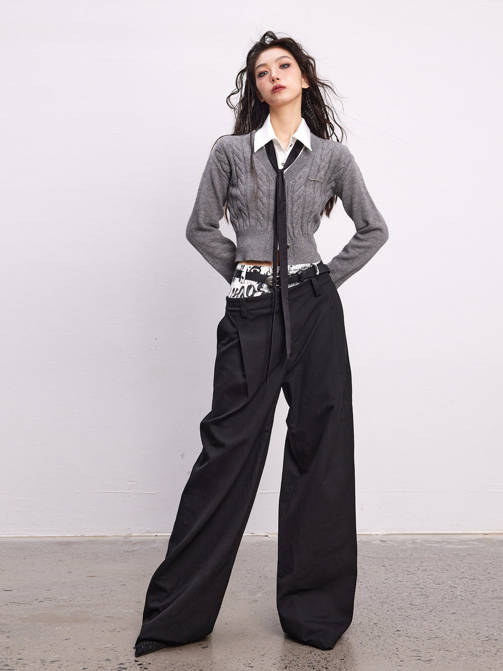 Nichi Straight Paint High-Waist Pants