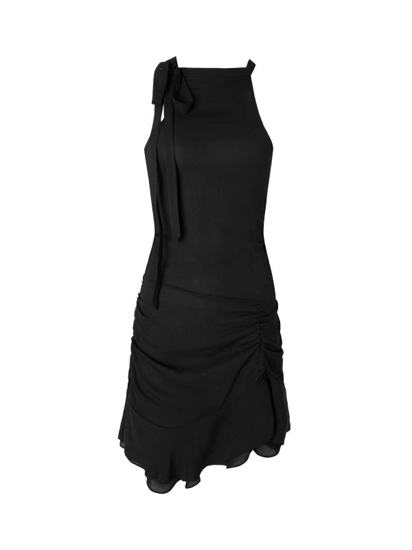 Asymmetrisches Falten -Chiffon -Kleid