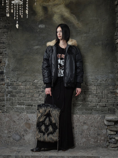 Large LOGO Fur Hooded Jacket