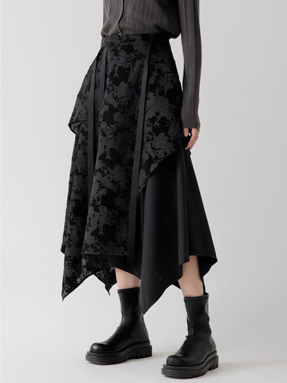 Chinese Style Flare Sleeve Jacket ＆ Asymmetrical Skirt