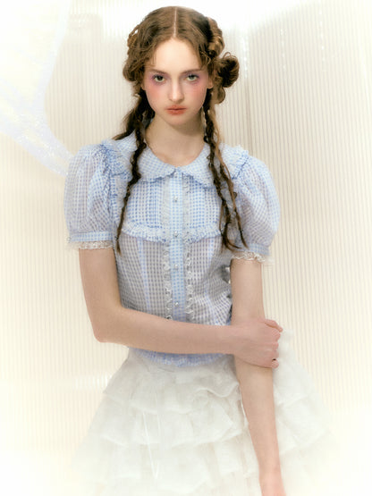 Princess Doll Collar Puff-Sleeve Frill Shirt