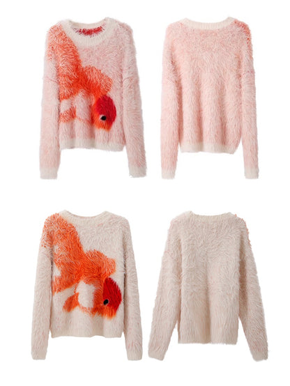 Goldfisch -Imitation Fell Lose Pullover