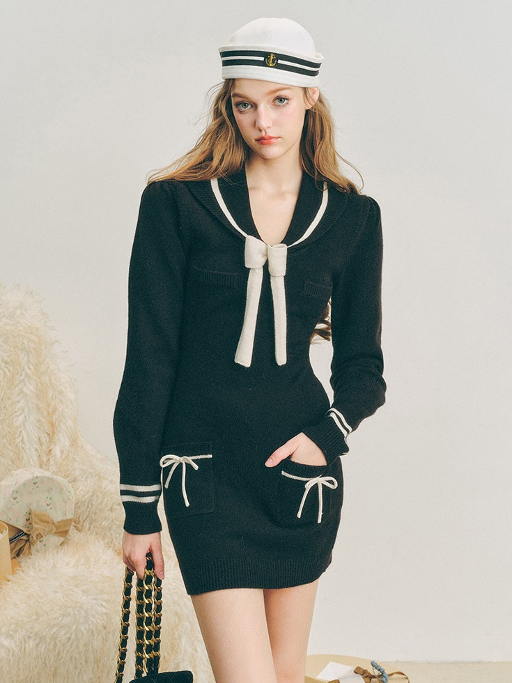 Slim Sailor Knit One-piece