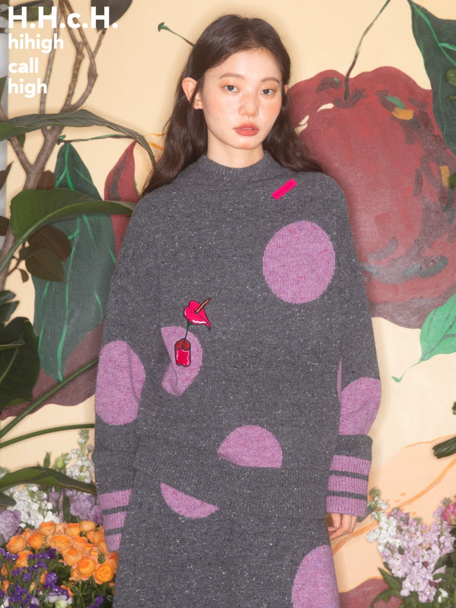 Calla Lily Sticked Polka Dot Jacquard Kapuzenpullover &amp; Rock