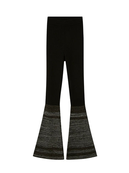 Contrast Stitching Micro-flared Knitted Pants