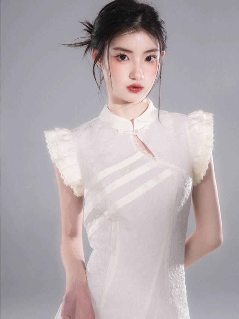 Chinese Style Small Flying Sleeve Ribbon Dress