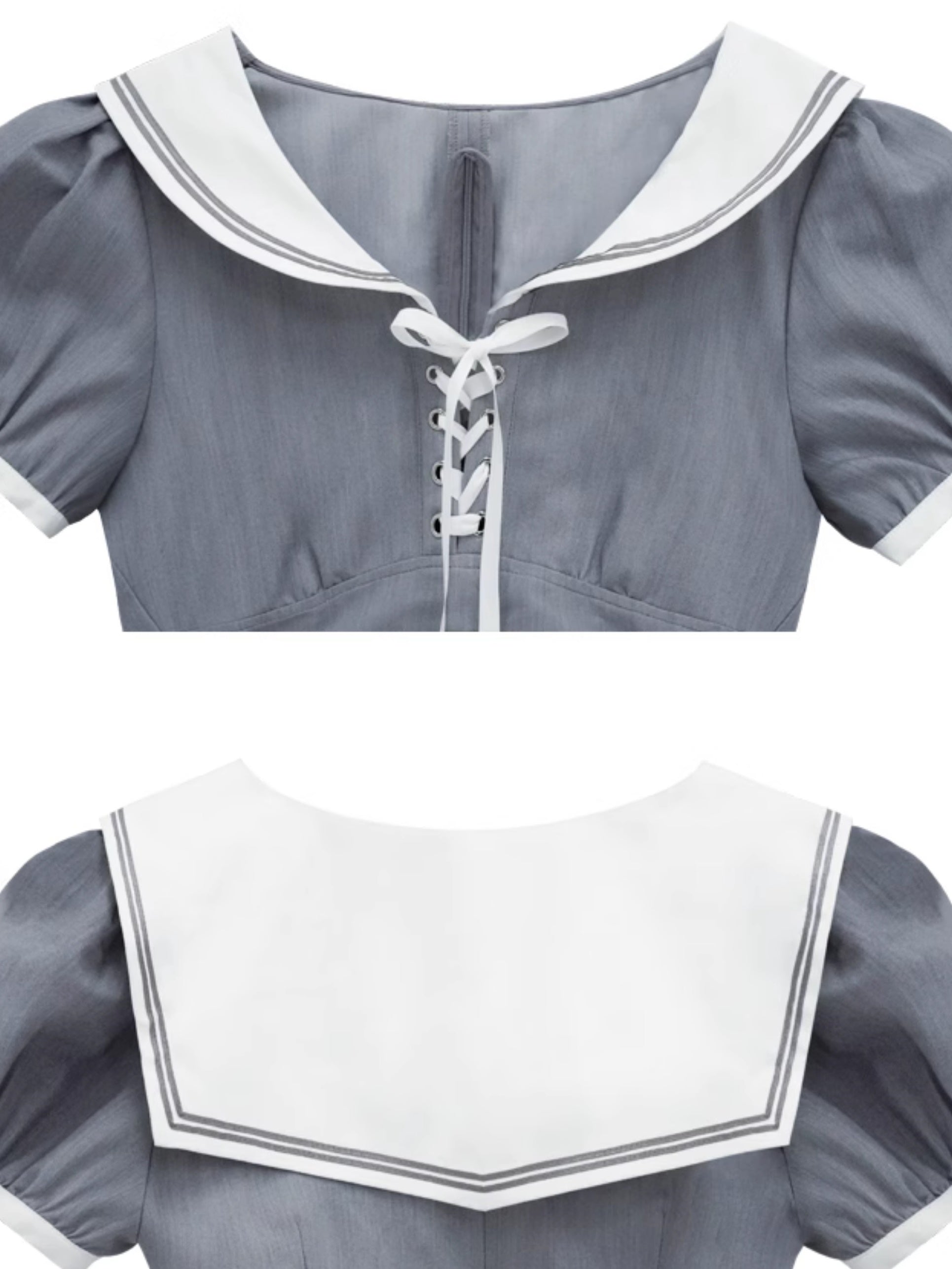 Sailor Collar Ribbon Waist One-piece