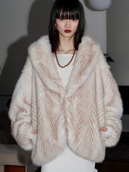 Plush Loose Niche Design Lapel Fur Jacket