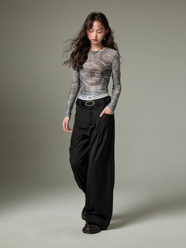 Double Waist Wide Leg Pants