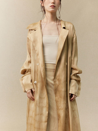 Tie-Dye Retro Ovresize Loose Nichi Classy Trench-Coat