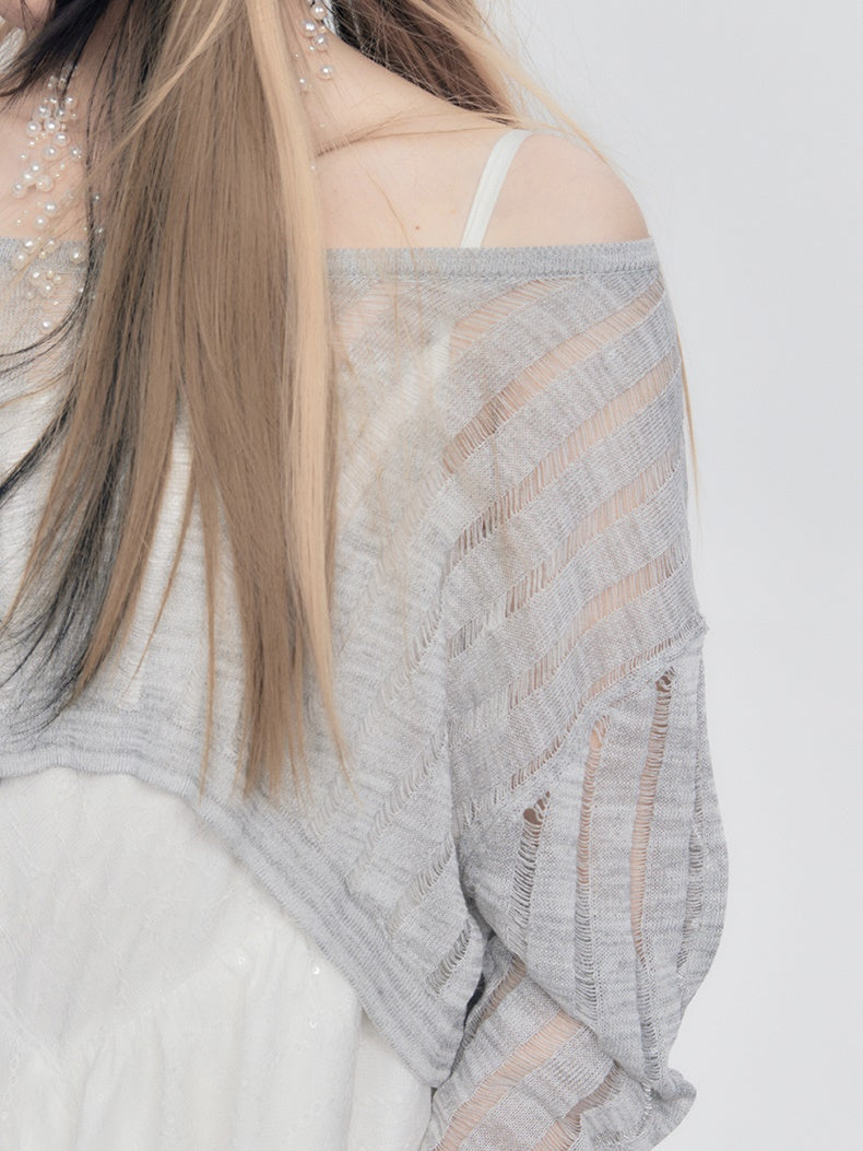 Hollow Loose ONE-SHOULDER KNIT SWEATER