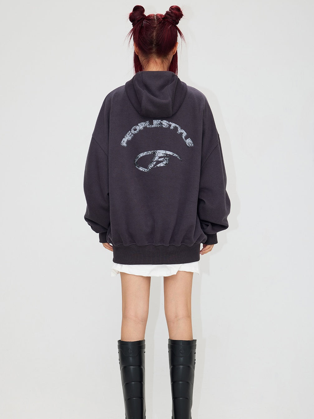 Blurred Portrait Print Zipper Hoodie