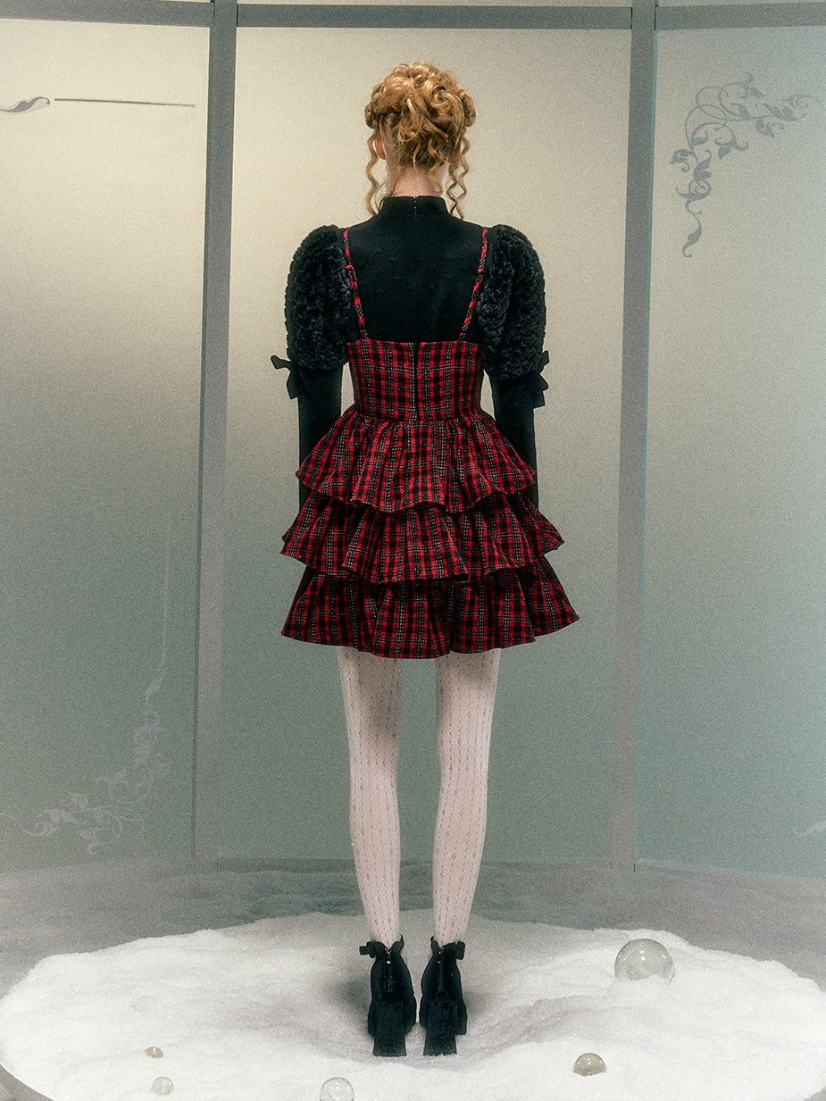 Plaid Heart Lace Suspender Cake Dress