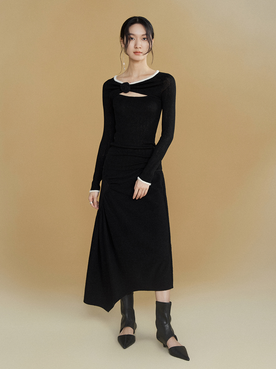 Gathered Spliced Irregular A-line Skirt