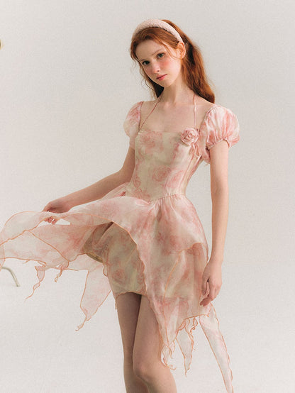 Floral Irregular Hem Princess Dress