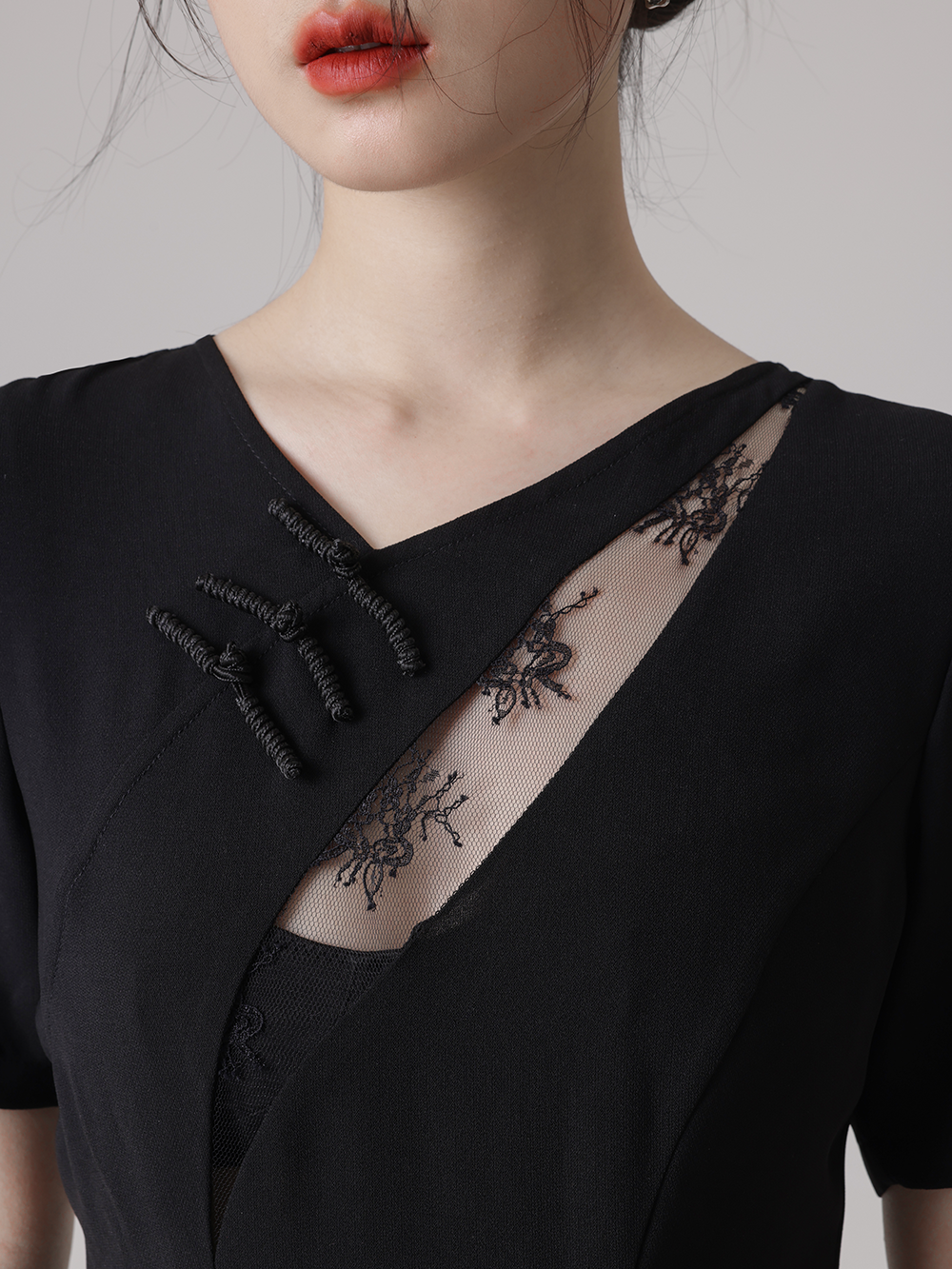 Lace Stitching Hollow Backless Cheongsam Dress