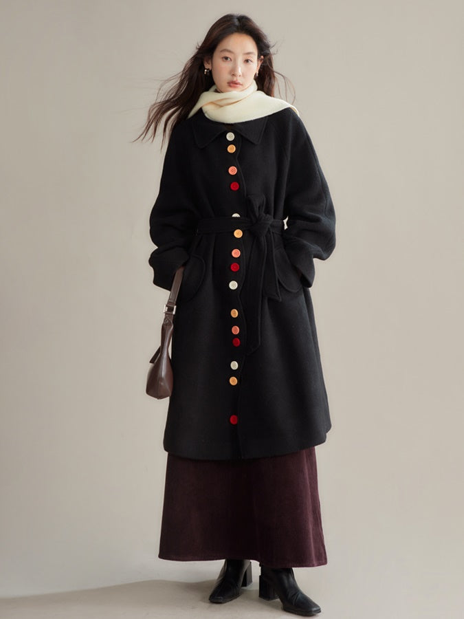 Candy Flocked Buckle Wave Cut Coat