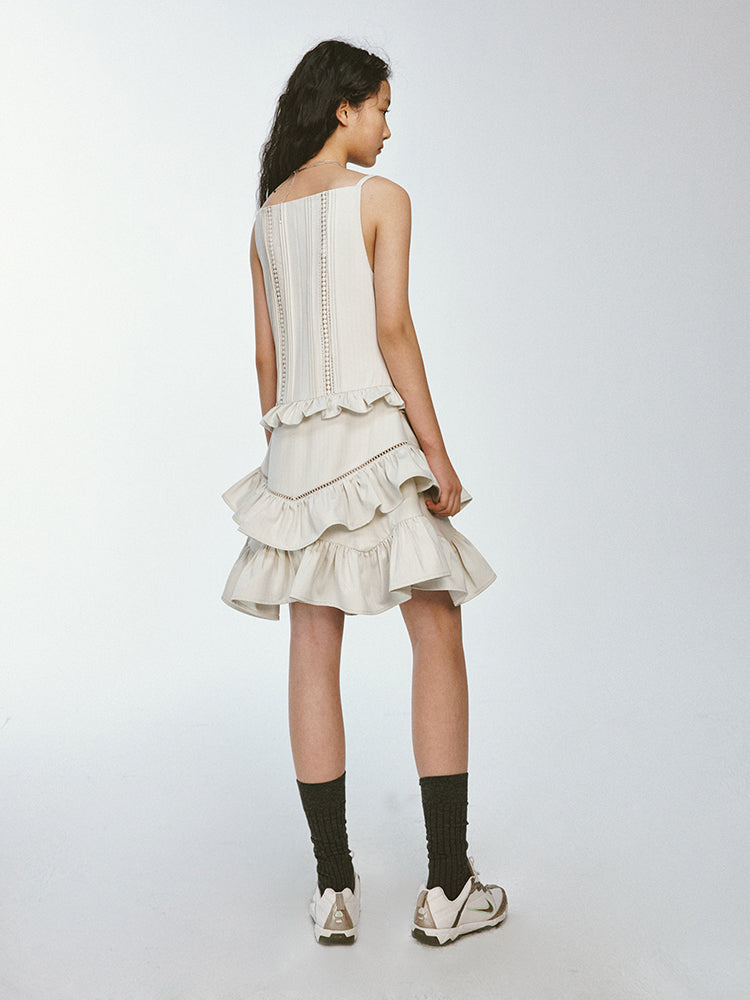 Layered Suspender Ruffle French Dress