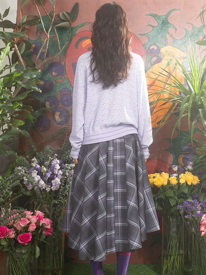 Plaid Irregular Hem A-line Mid-length Skirt