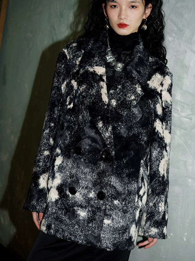 Niche Design Loose Mixed Color Short Fur Jacket