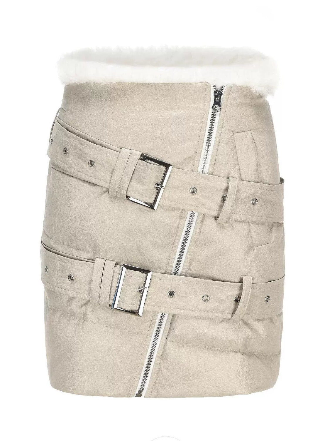 Short Down Jacket &amp; Slant Zipper Skirt