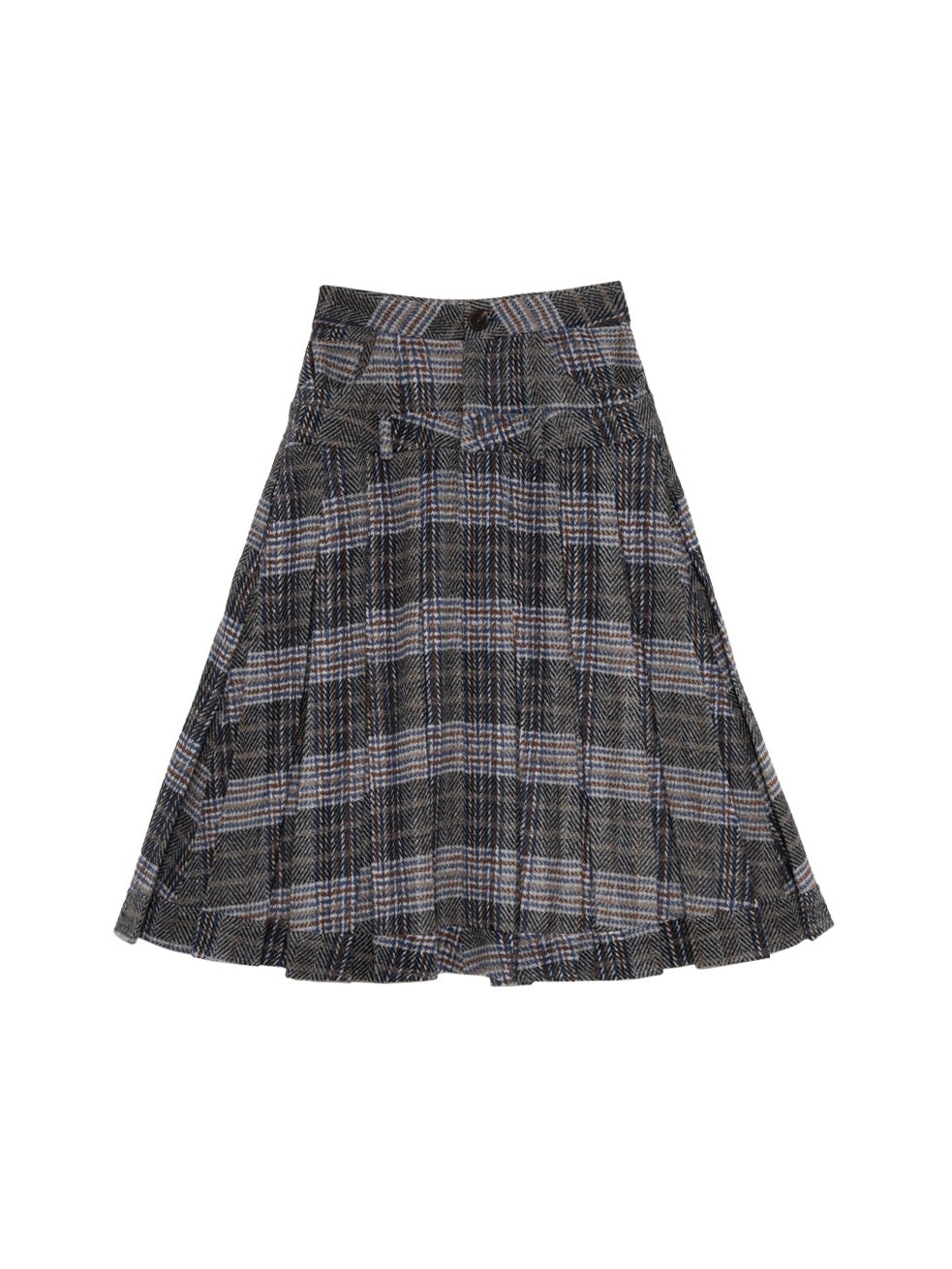 Girly Plaid Mid-length Pleated Skirt