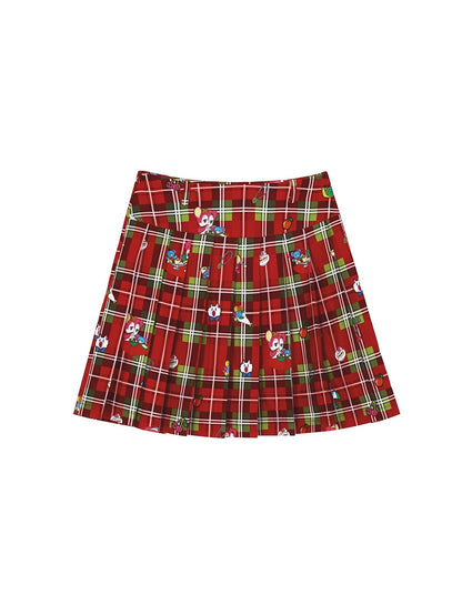 Plaid Pleated MIni Skirt &amp; Irregular Drape Skirt