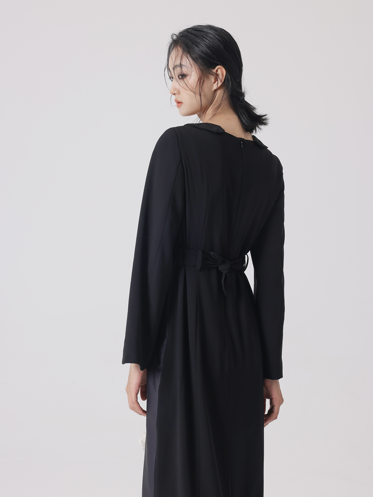 Shadow Print Slit Sleeve Dress