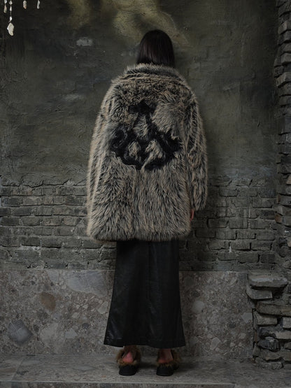 Back Embroidery Fur Coat