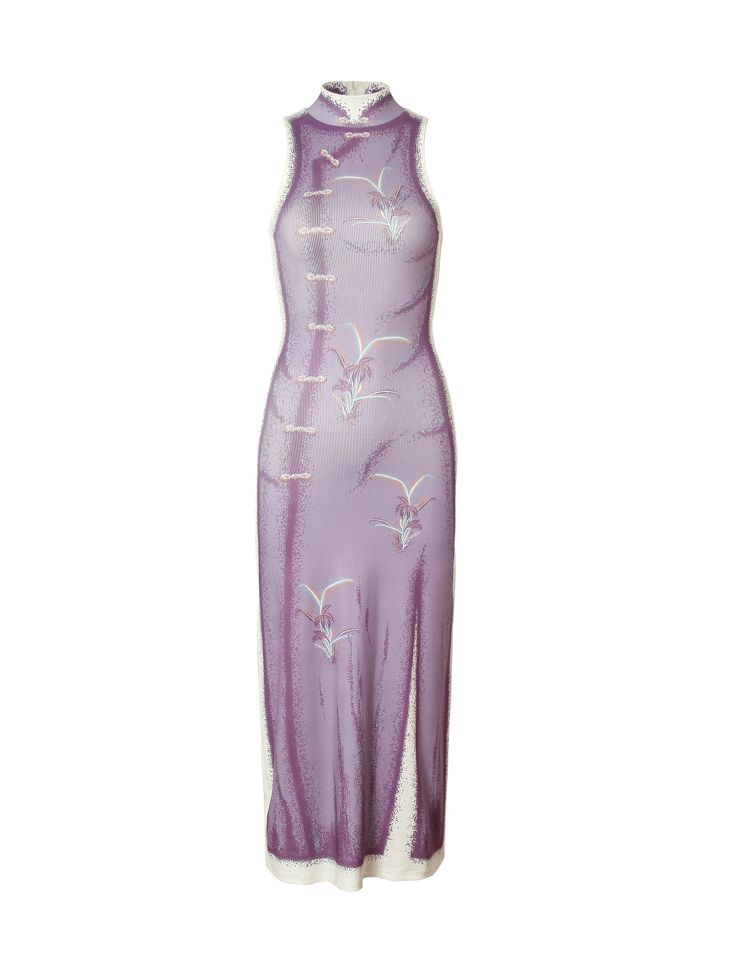 Orchid Print Cheongsam Dress