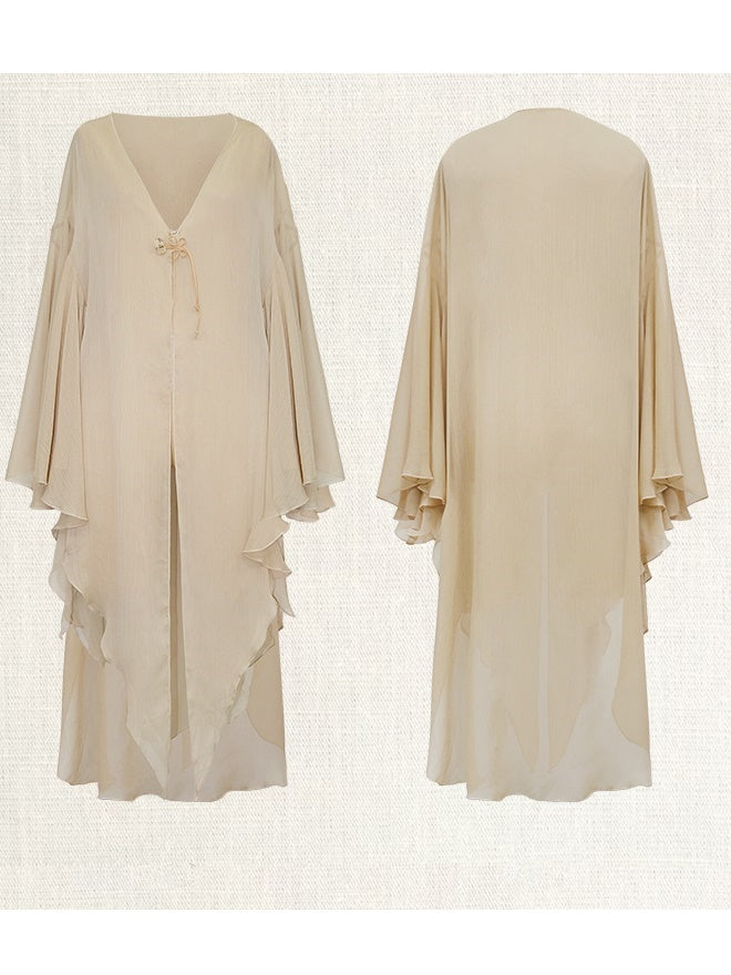 Chinese Chiffon Butterfly Sleeve Long Cardigan