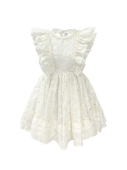 Jacquard Double Layer Ruffles Small Flying Sleeve Doll Dress