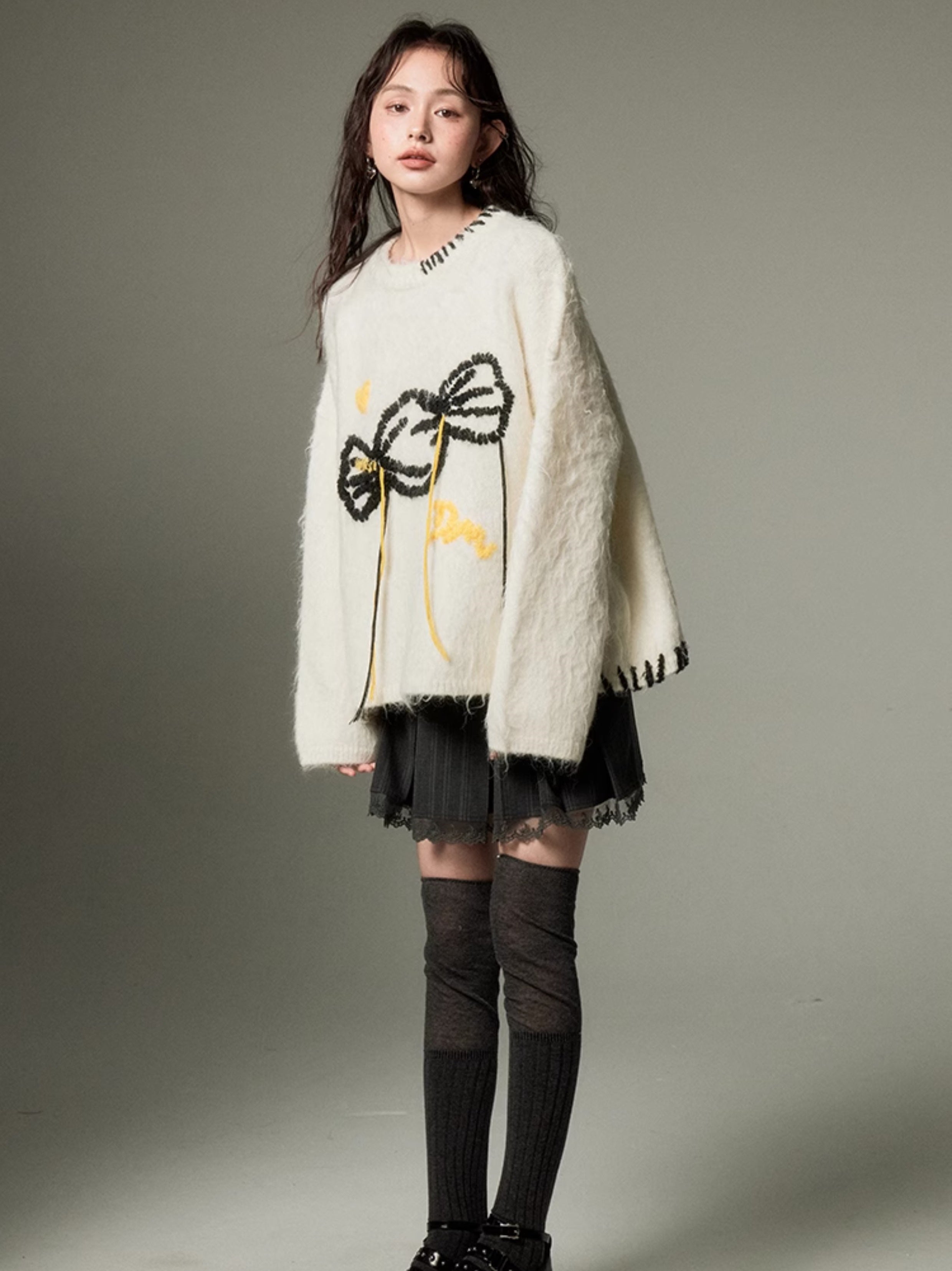 Soft Waxy Candy Embroidered Sweater