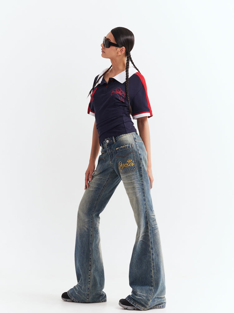 Low-waist Wide-legged Denim Pants