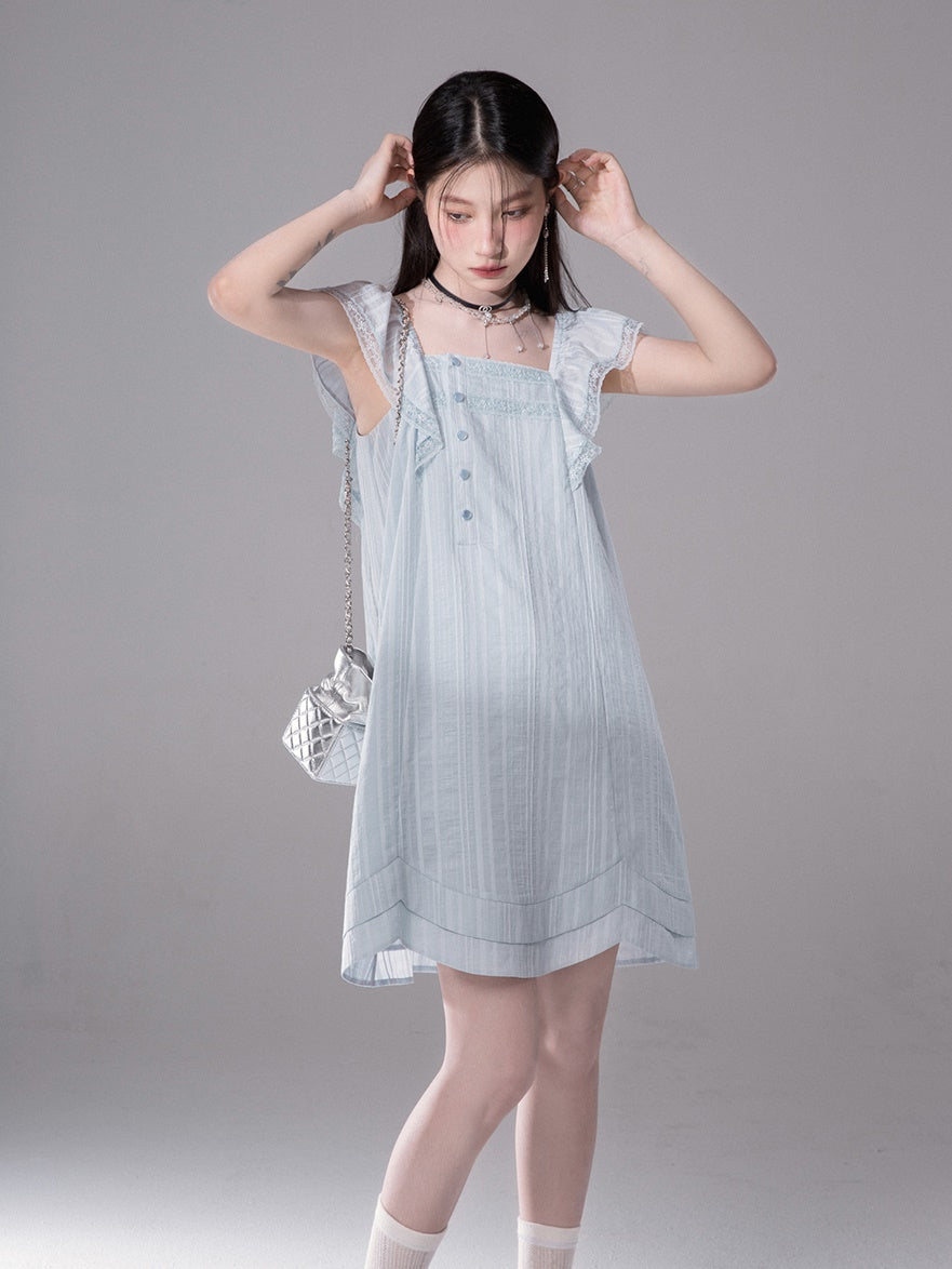 Flying Sleeves Ribbon A-Line Dress