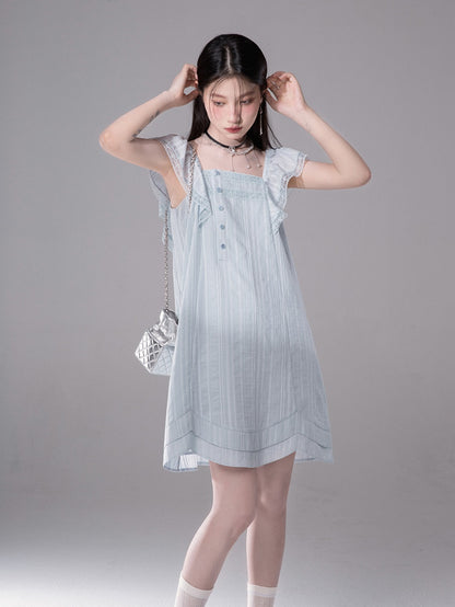 Flying Sleeves Ribbon A-Line Dress